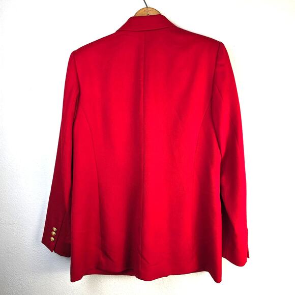 Pendleton Suit Coat Women's 8 Red Wool Gold Button Double Breasted Career Preppy - Picture 2 of 12